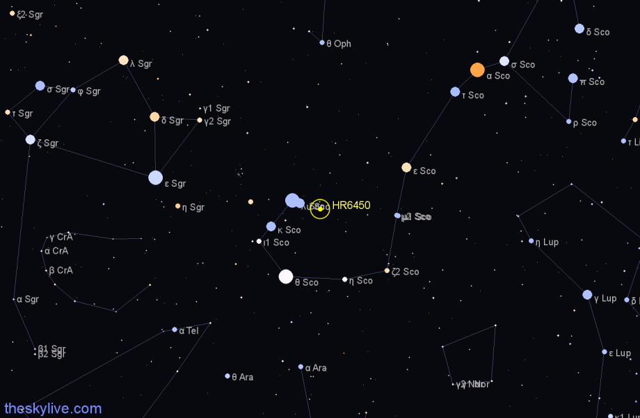 Finder chart HR6450 star