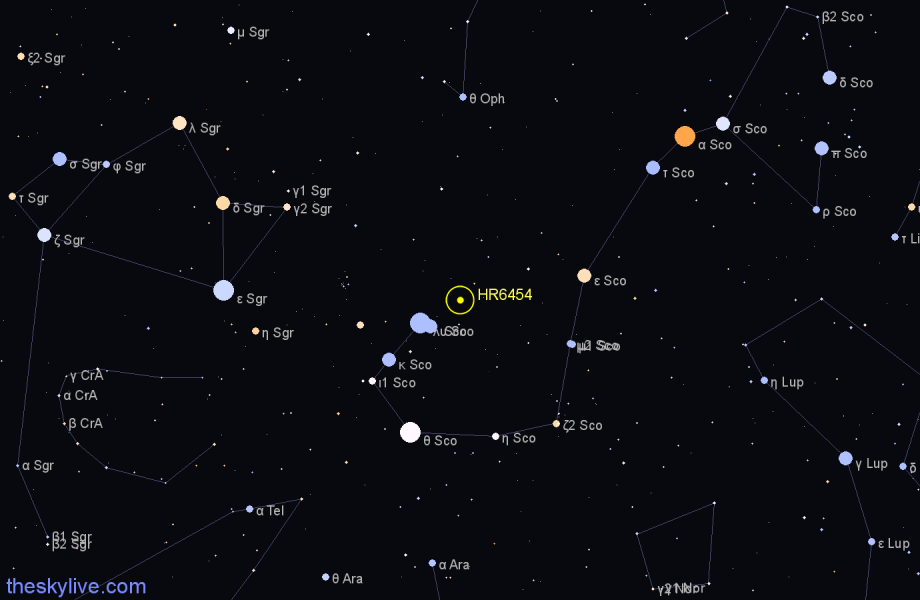 Finder chart HR6454 star
