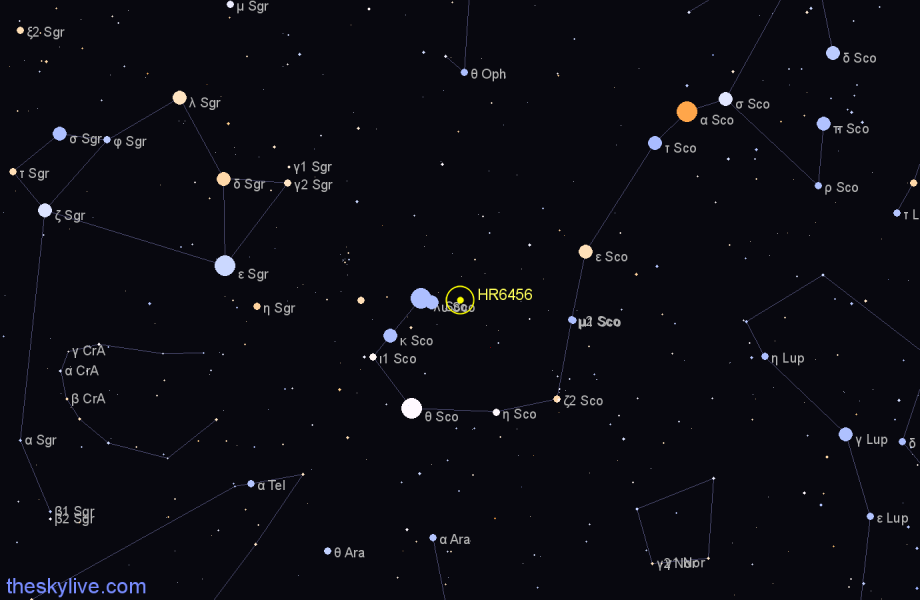 Finder chart HR6456 star