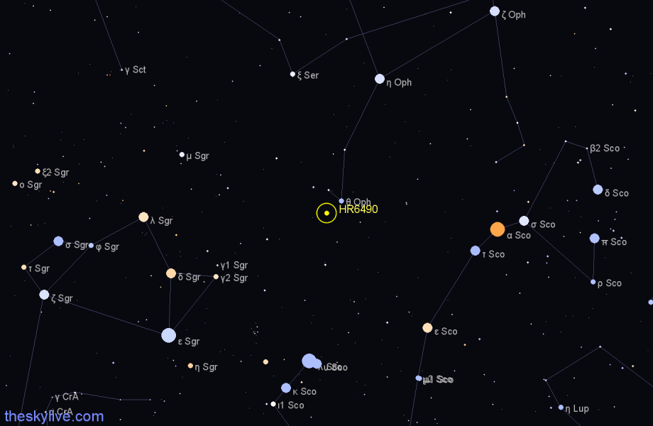 Finder chart HR6490 star