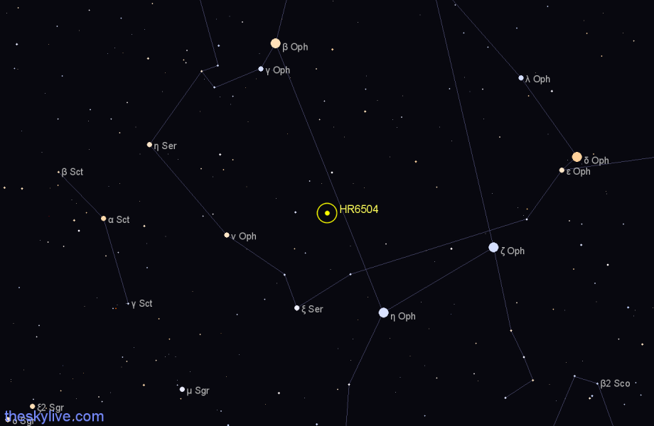 Finder chart HR6504 star