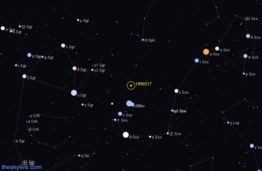 Finder chart HR6517 star