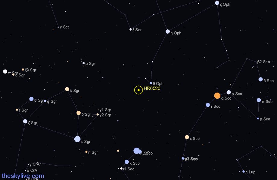 Finder chart HR6520 star