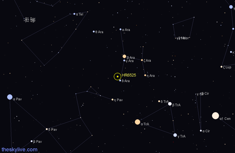 Finder chart HR6525 star