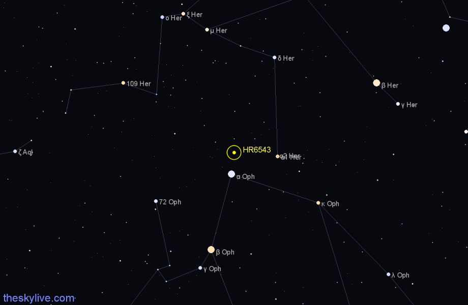 Finder chart HR6543 star
