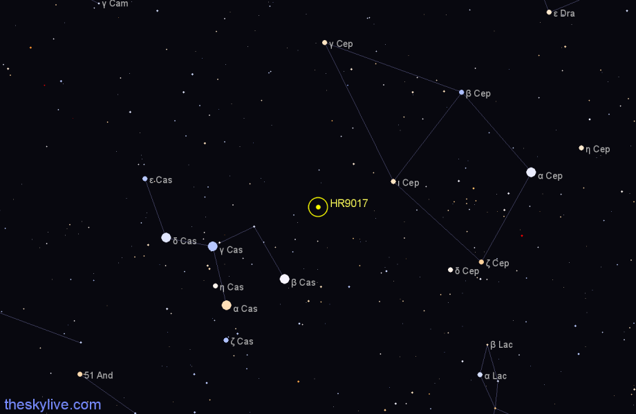 Finder chart HR9017 star