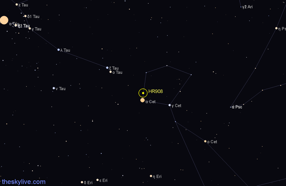 Finder chart HR908 star