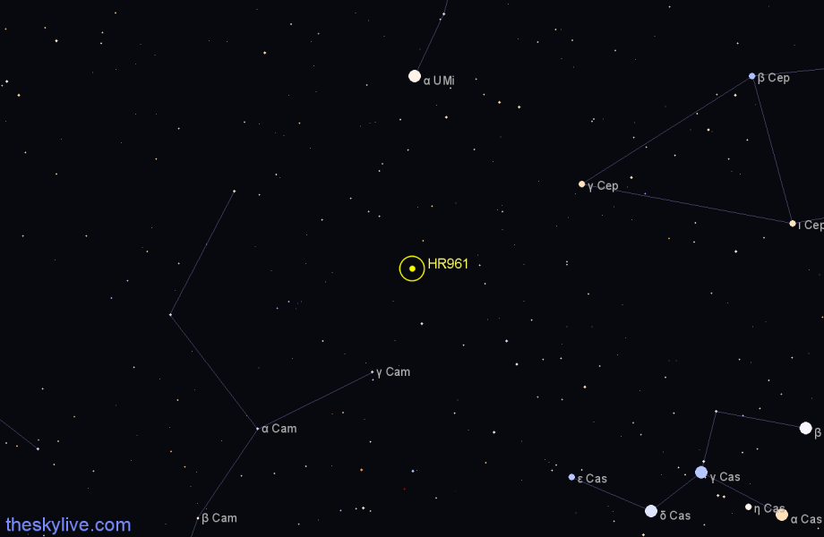 Finder chart HR961 star