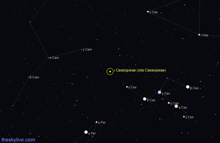 Finder chart ι Cassiopeiae (iota Cassiopeiae) star