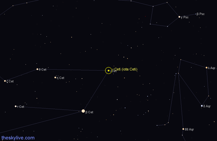 Finder chart ι Ceti (iota Ceti) star