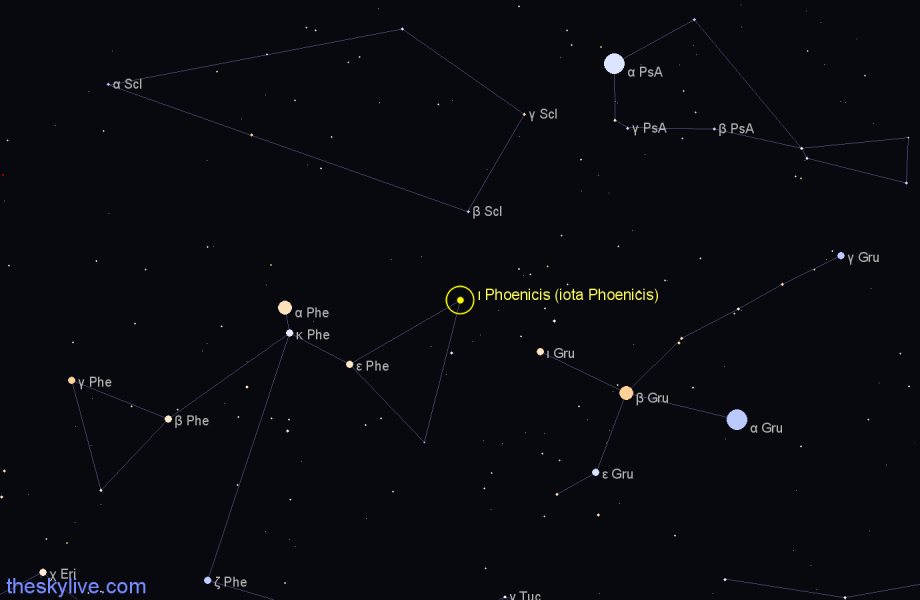 Finder chart ι Phoenicis (iota Phoenicis) star