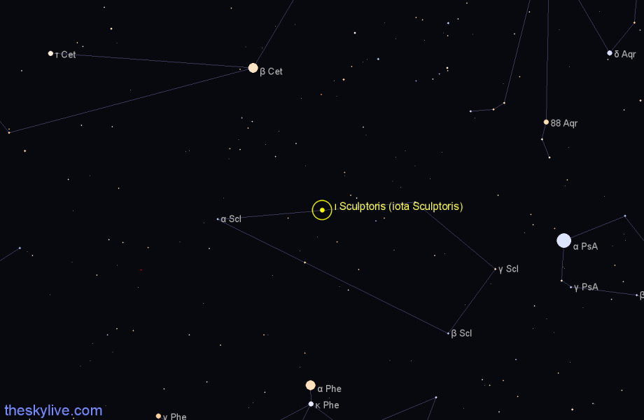 Finder chart ι Sculptoris (iota Sculptoris) star