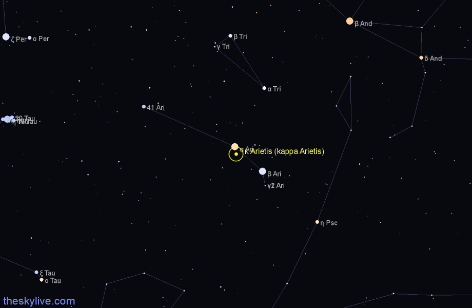 Finder chart κ Arietis (kappa Arietis) star