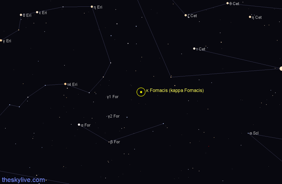 Finder chart κ Fornacis (kappa Fornacis) star