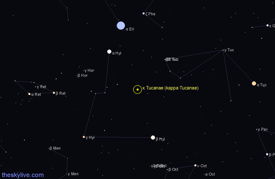 Finder chart κ Tucanae (kappa Tucanae) star