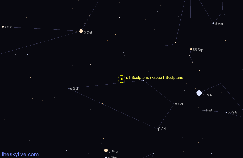 Finder chart κ1 Sculptoris (kappa1 Sculptoris) star