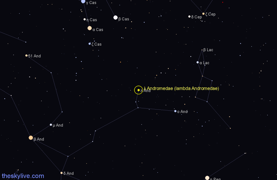 Finder chart λ Andromedae (lambda Andromedae) star