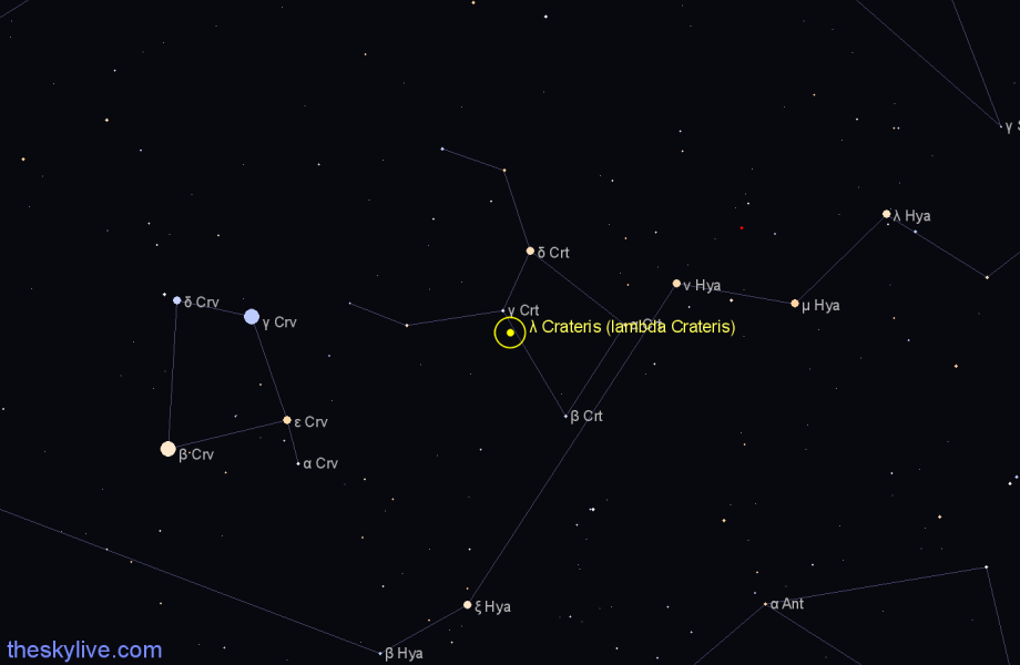 Finder chart λ Crateris (lambda Crateris) star