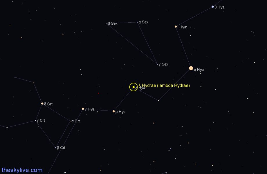 Finder chart λ Hydrae (lambda Hydrae) star