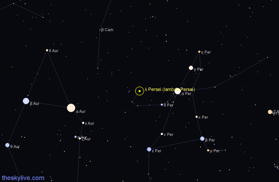 Finder chart λ Persei (lambda Persei) star