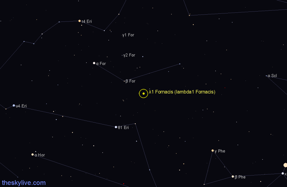 Finder chart λ1 Fornacis (lambda1 Fornacis) star