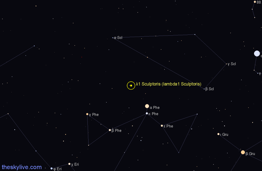 Finder chart λ1 Sculptoris (lambda1 Sculptoris) star