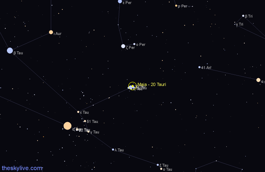 Finder chart Maia - 20 Tauri star