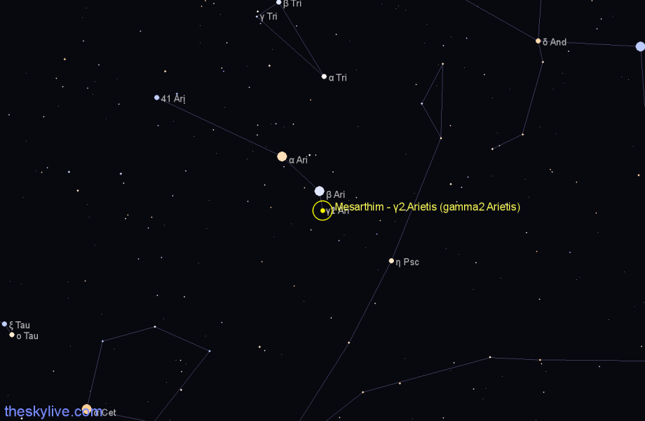 Finder chart Mesarthim - γ2 Arietis (gamma2 Arietis) star