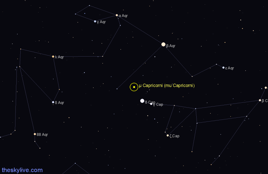 Finder chart μ Capricorni (mu Capricorni) star