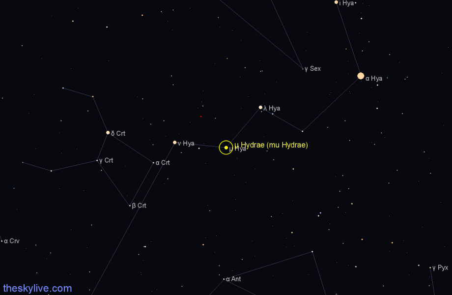 Finder chart μ Hydrae (mu Hydrae) star