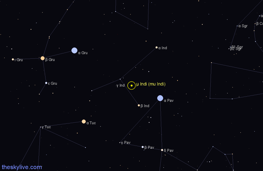 Finder chart μ Indi (mu Indi) star