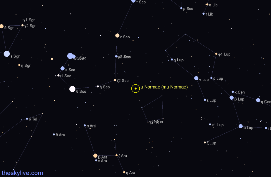 Finder chart μ Normae (mu Normae) star