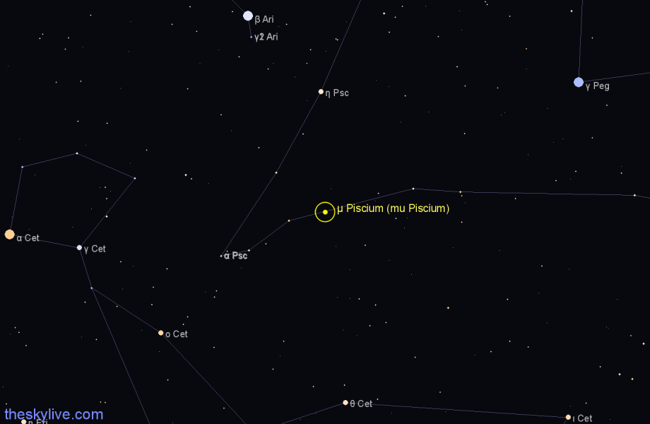 Finder chart μ Piscium (mu Piscium) star