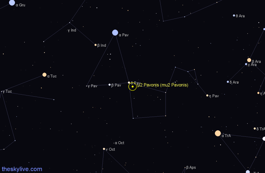 Finder chart μ2 Pavonis (mu2 Pavonis) star