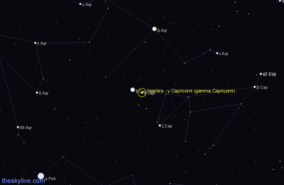 Finder chart Nashira - γ Capricorni (gamma Capricorni) star