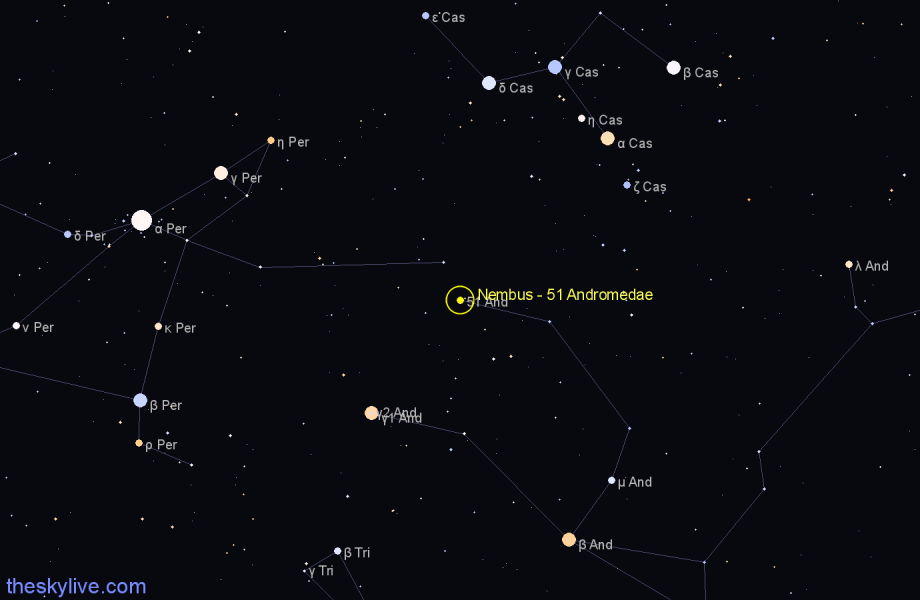 Finder chart Nembus - 51 Andromedae star