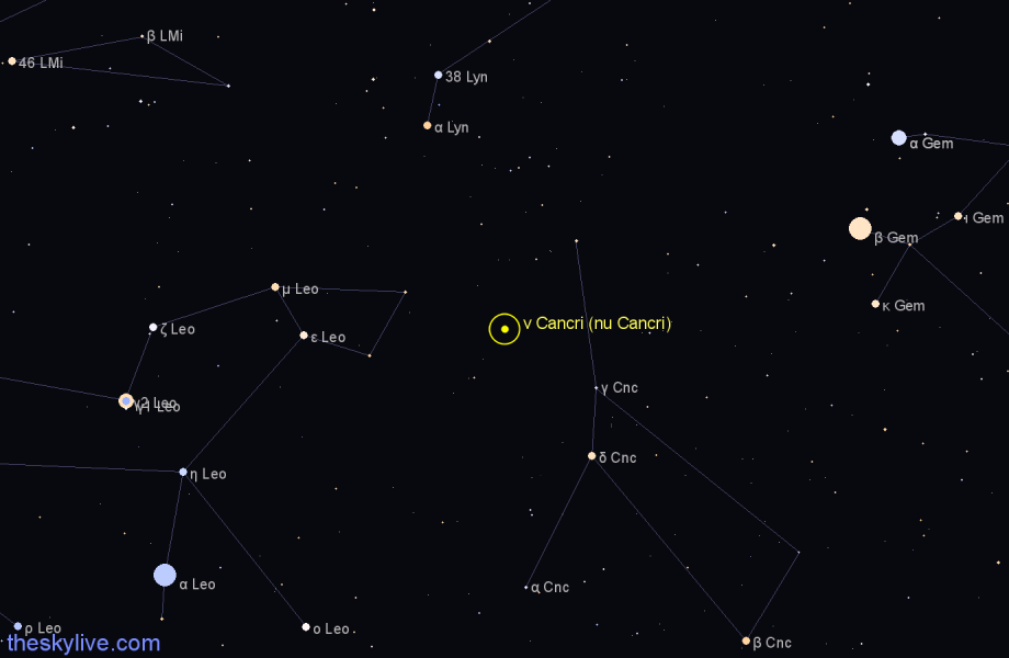 Finder chart ν Cancri (nu Cancri) star