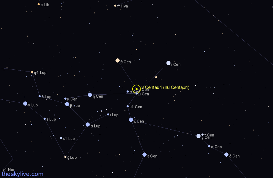 Finder chart ν Centauri (nu Centauri) star