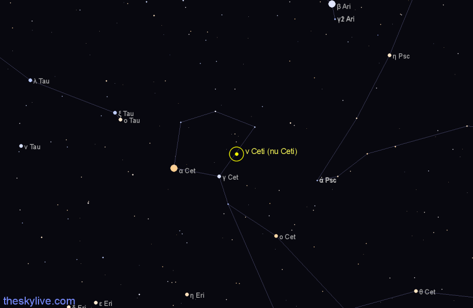 Finder chart ν Ceti (nu Ceti) star