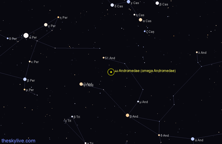 Finder chart ω Andromedae (omega Andromedae) star