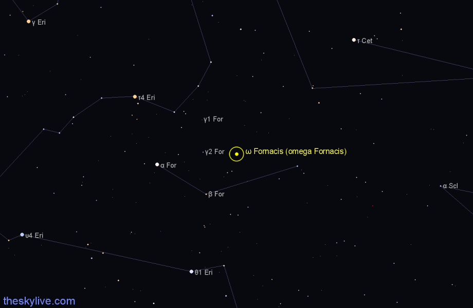 Finder chart ω Fornacis (omega Fornacis) star