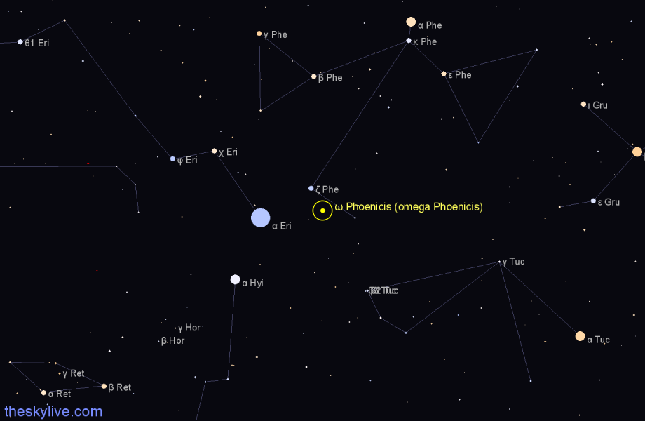 Finder chart ω Phoenicis (omega Phoenicis) star