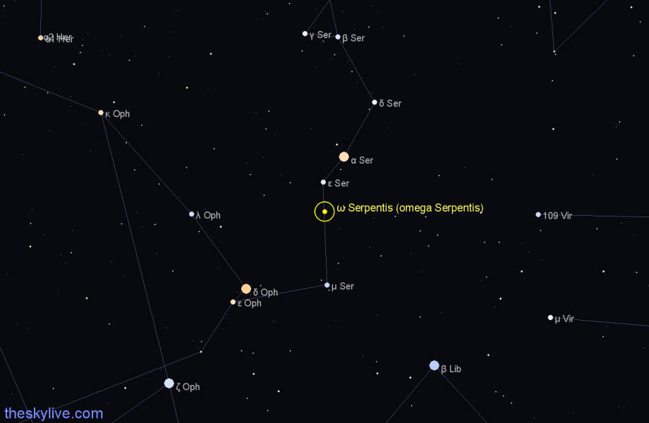 Finder chart ω Serpentis (omega Serpentis) star