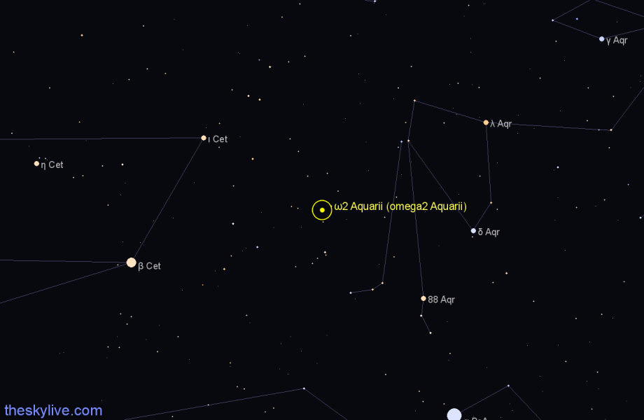 Finder chart ω2 Aquarii (omega2 Aquarii) star