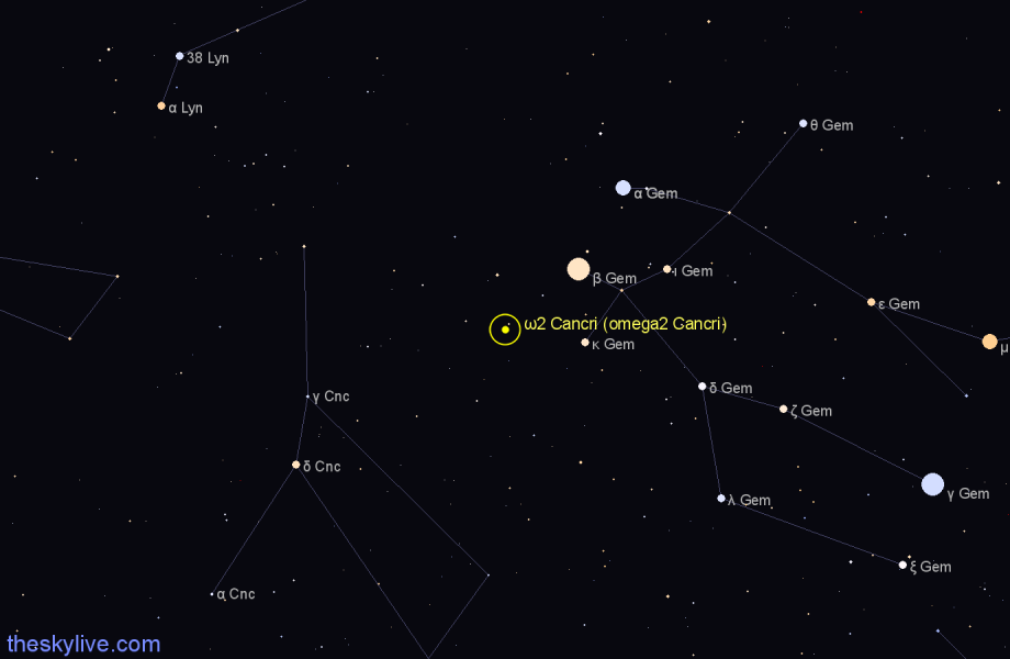 Finder chart ω2 Cancri (omega2 Cancri) star