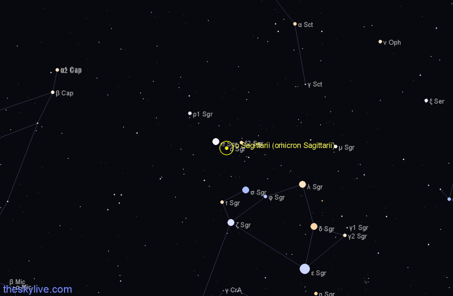 Finder chart ο Sagittarii (omicron Sagittarii) star