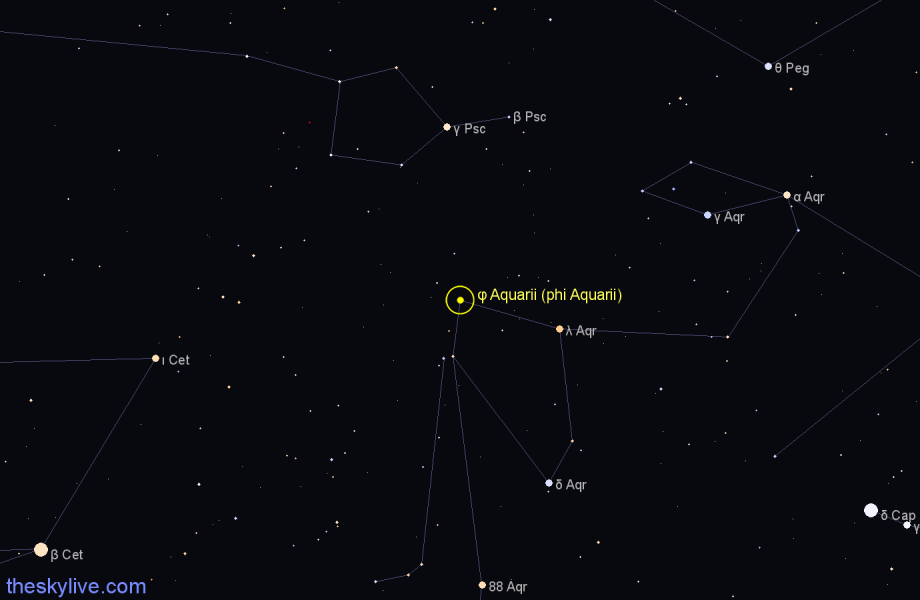 Finder chart φ Aquarii (phi Aquarii) star