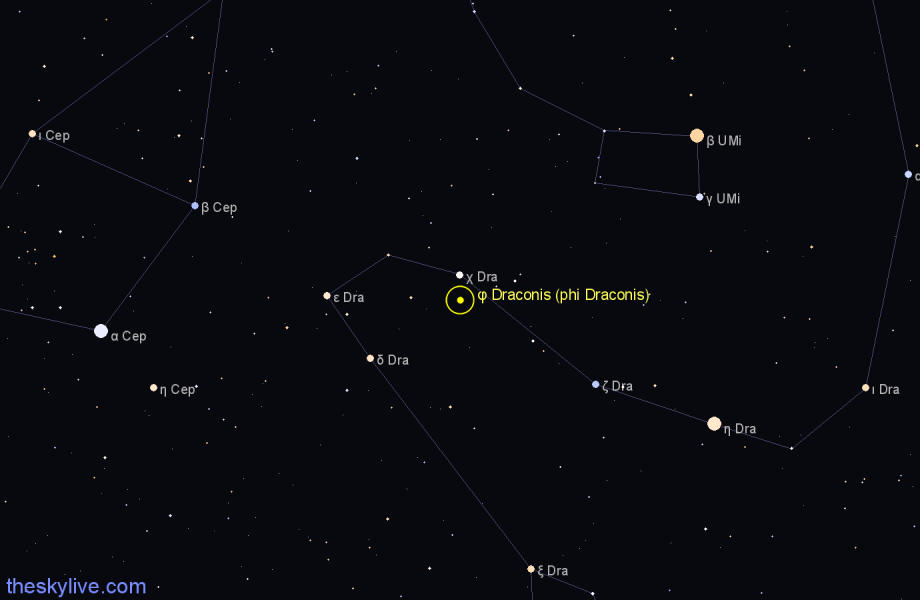 Finder chart φ Draconis (phi Draconis) star