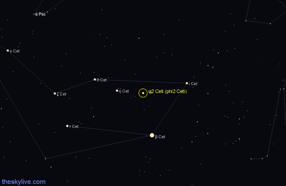 Finder chart φ2 Ceti (phi2 Ceti) star