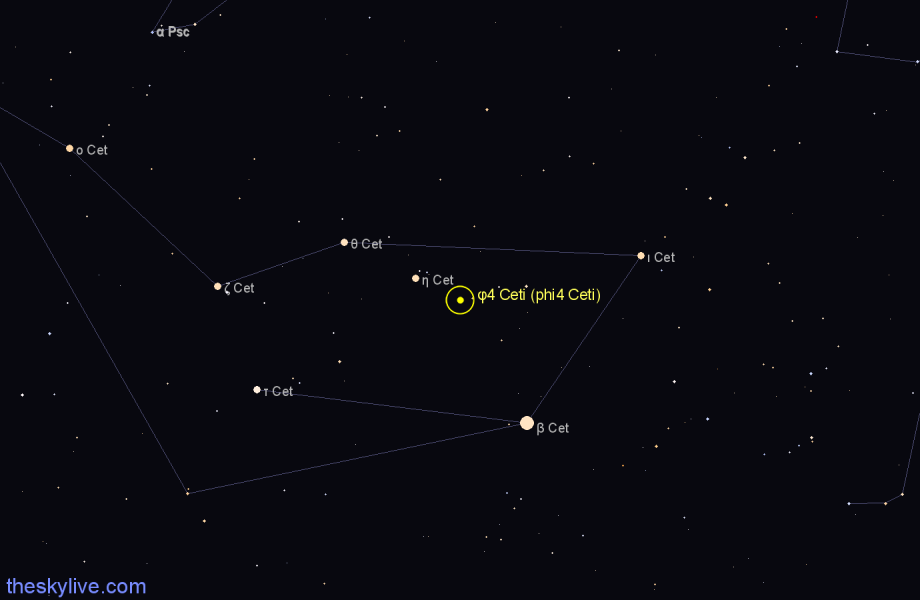 Finder chart φ4 Ceti (phi4 Ceti) star